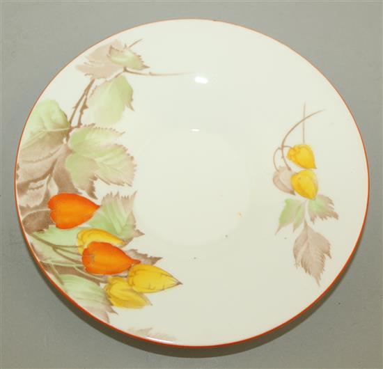 A Shelley Regent shape Cape Gooseberry pattern thirty piece tea set, 1930s, Teapot 14cm high